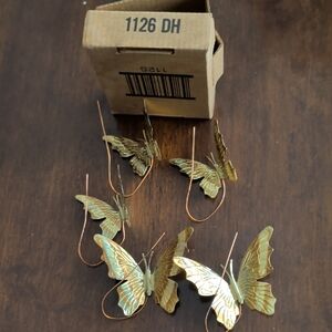 Vintage Home Interiors Metal Brass Colored Butterfly Wall Decor Set NWT